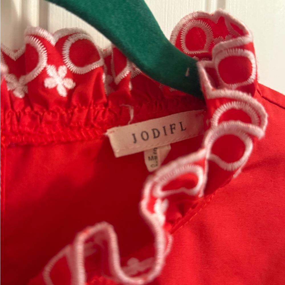 Jodifl Red Blouse with White Embroidery - Picture 2 of 3